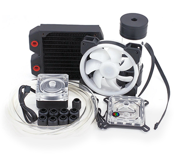 PC Water Cooling Kit DIY Water Cooling Kit with Cooler CPU/GPU Block  Cylindrical Water Reservoir Pump LED Fan 240mm Heat Sink Connectors Kit